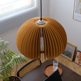 Modern Wooden Pumpkin Pendant Light Organic Nordic Style Ceiling Hanging Lamp