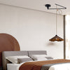 Modern Wooden Swing Arm Pendant Light Adjustable Umbrella Chandelier with 3 Color Dimming