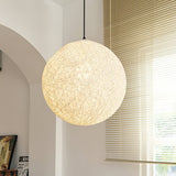 Modern Woven Hemp Rattan Sphere Pendant Light Organic Nest Style Ceiling Fixture