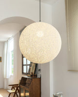 Modern Woven Hemp Rattan Sphere Pendant Light Organic Nest Style Ceiling Fixture