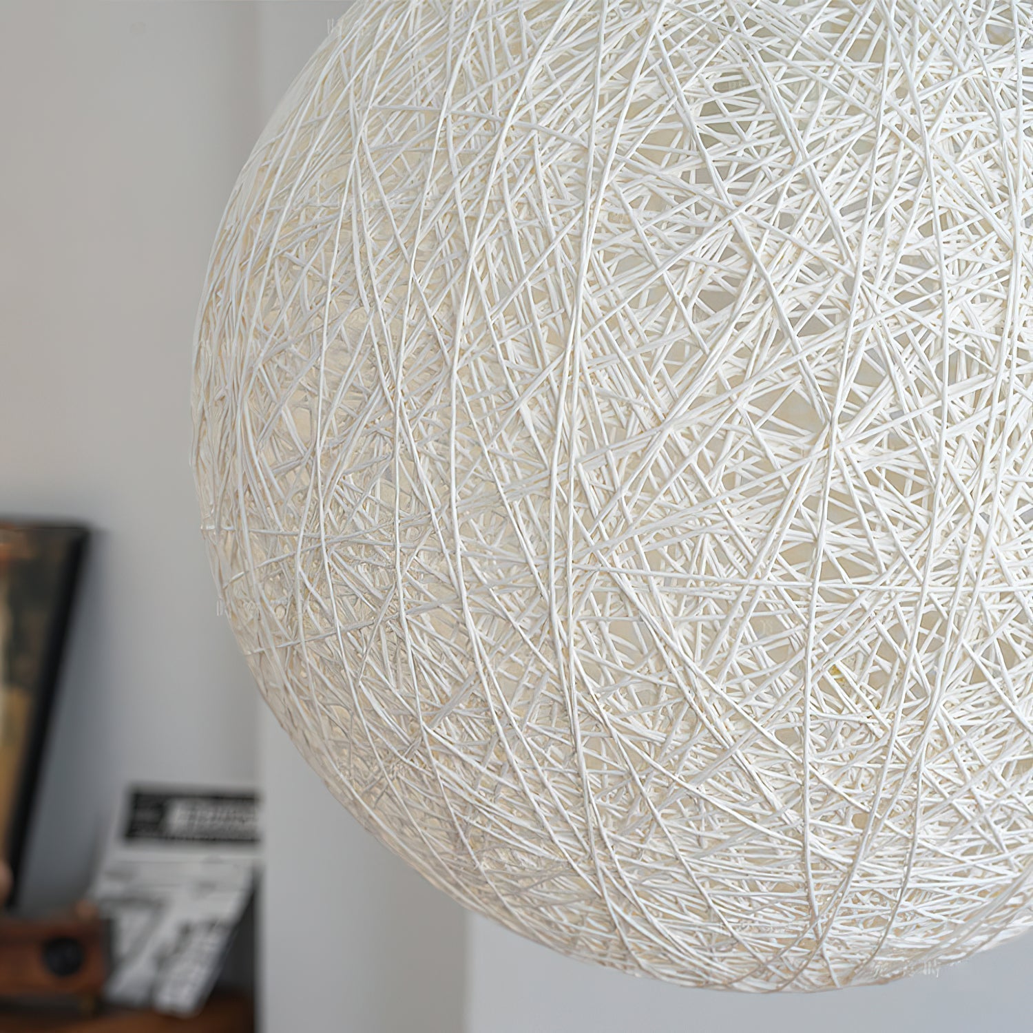 Modern Woven Hemp Rattan Sphere Pendant Light Organic Nest Style Ceiling Fixture