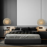 Modern Woven Rattan Globe Pendant Light Double Layer Round Ball Chandelier