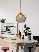 Modern Woven Steel Mesh Pendant Lamp Rustic Industrial Hanging Light for Living Room Kitchen