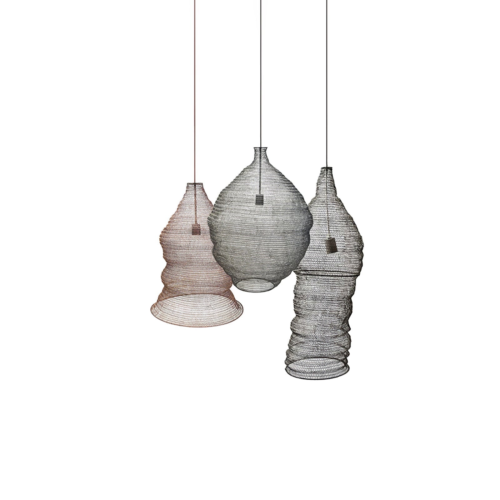 Modern Woven Steel Mesh Pendant Lamp Rustic Industrial Hanging Light for Living Room Kitchen