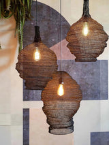 Modern Woven Steel Mesh Pendant Lamp Rustic Industrial Hanging Light for Living Room Kitchen