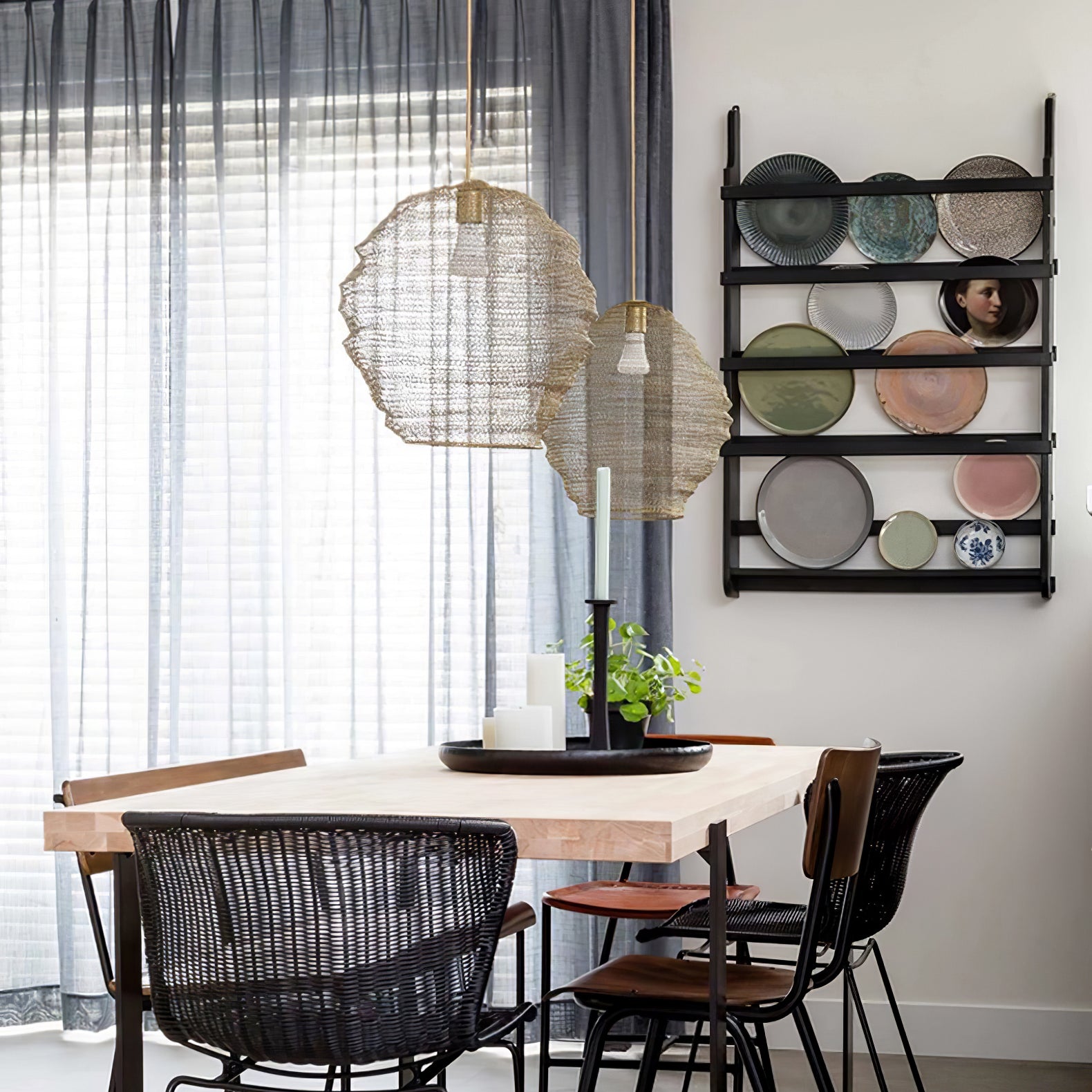 Modern Woven Steel Mesh Pendant Lamp Rustic Industrial Hanging Light for Living Room Kitchen