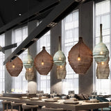 Modern Woven Steel Mesh Pendant Lamp Rustic Industrial Hanging Light for Living Room Kitchen