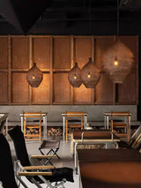 Modern Woven Steel Mesh Pendant Lamp Rustic Industrial Hanging Light for Living Room Kitchen