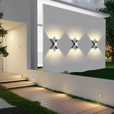 Modern X Shape LED Outdoor Wall Sconce IP65 Waterproof Black Aluminum Exterior Light Fixture