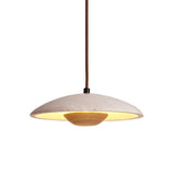 Modern Yellow Travertine and Solid Wood LED Pendant Lamp Natural Stone Hanging Ceiling Light