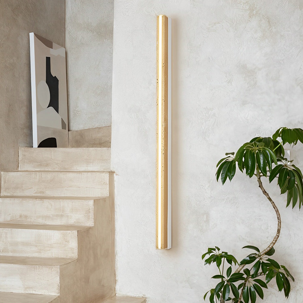 Modern Yellow Travertine LED Wall Sconce Wabi Sabi Japanese Style Linear Light