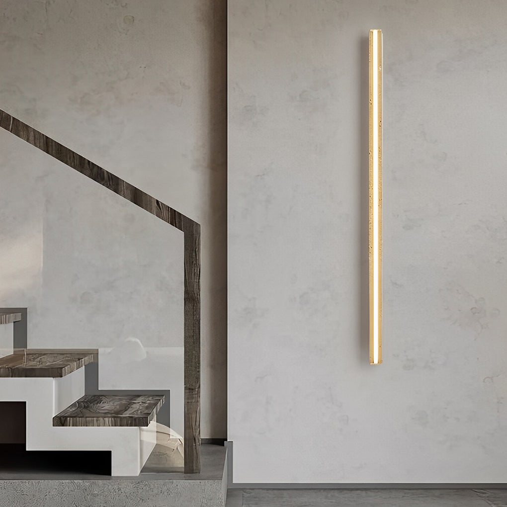 Modern Yellow Travertine LED Wall Sconce Wabi Sabi Japanese Style Linear Light