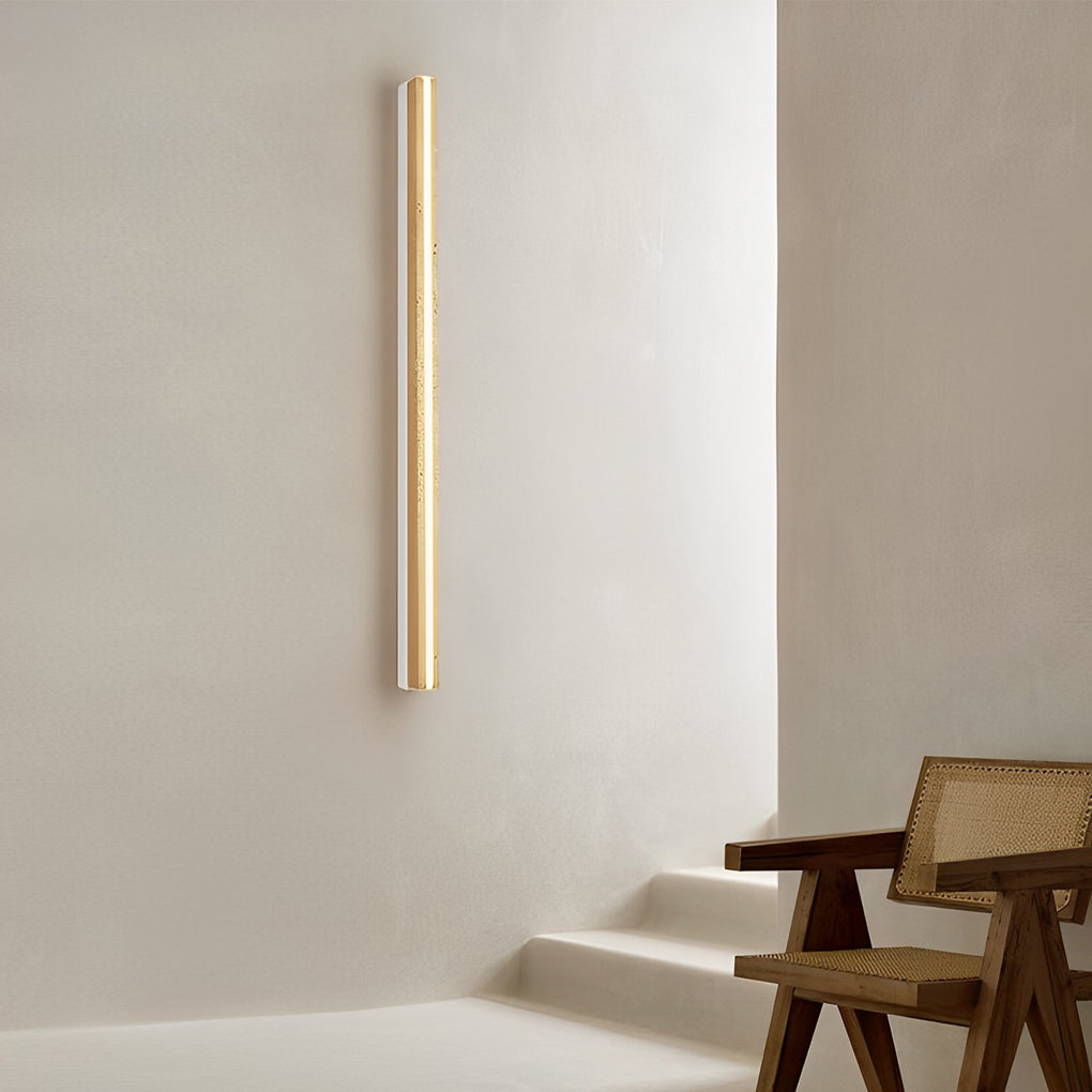 Modern Yellow Travertine LED Wall Sconce Wabi Sabi Japanese Style Linear Light