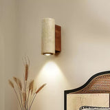 Modern Yellow Travertine LED Wall Sconce with Walnut Wood Bracket Lighting