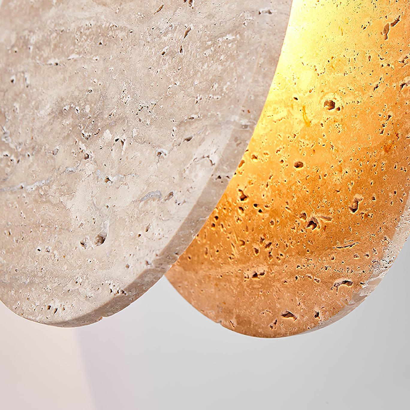 Modern Yellow Travertine Stone Disc Pendant Light Minimalist Circular Hanging Lamp