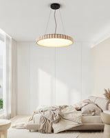 Modern Yellow Travertine Stone LED Pendant Light Grove Circle Ceiling Hanging Lamp for Kitchen