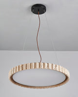 Modern Yellow Travertine Stone LED Pendant Light Grove Circle Ceiling Hanging Lamp for Kitchen