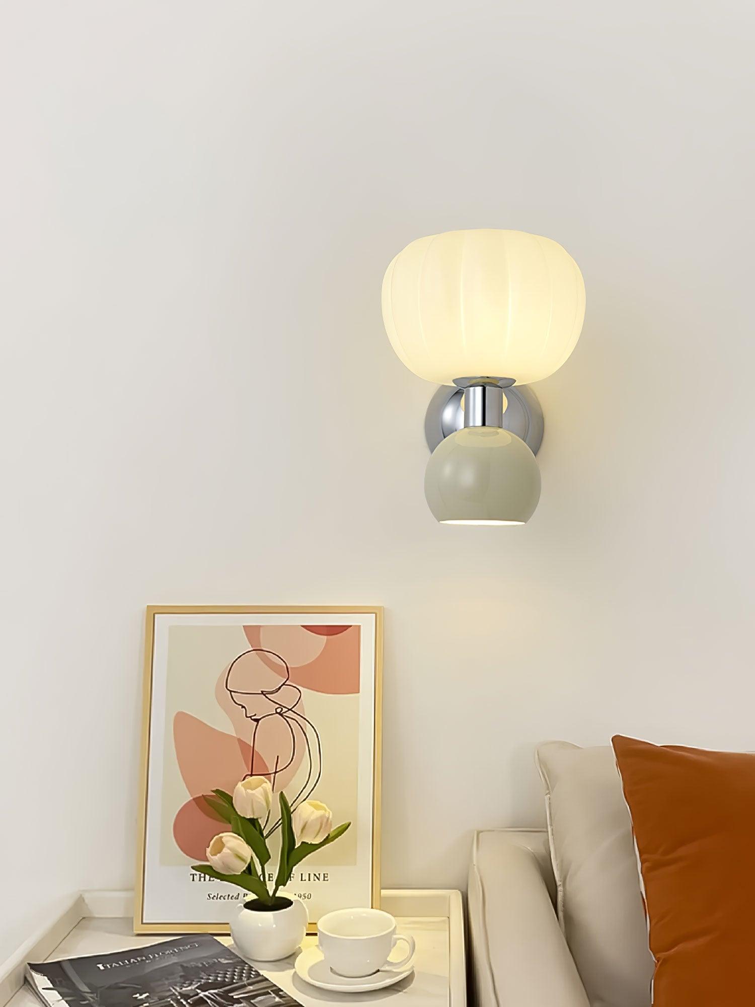Moderno Cream Wall Mounted Light Sconce Polished Chrome Interior Fixture Set of 2