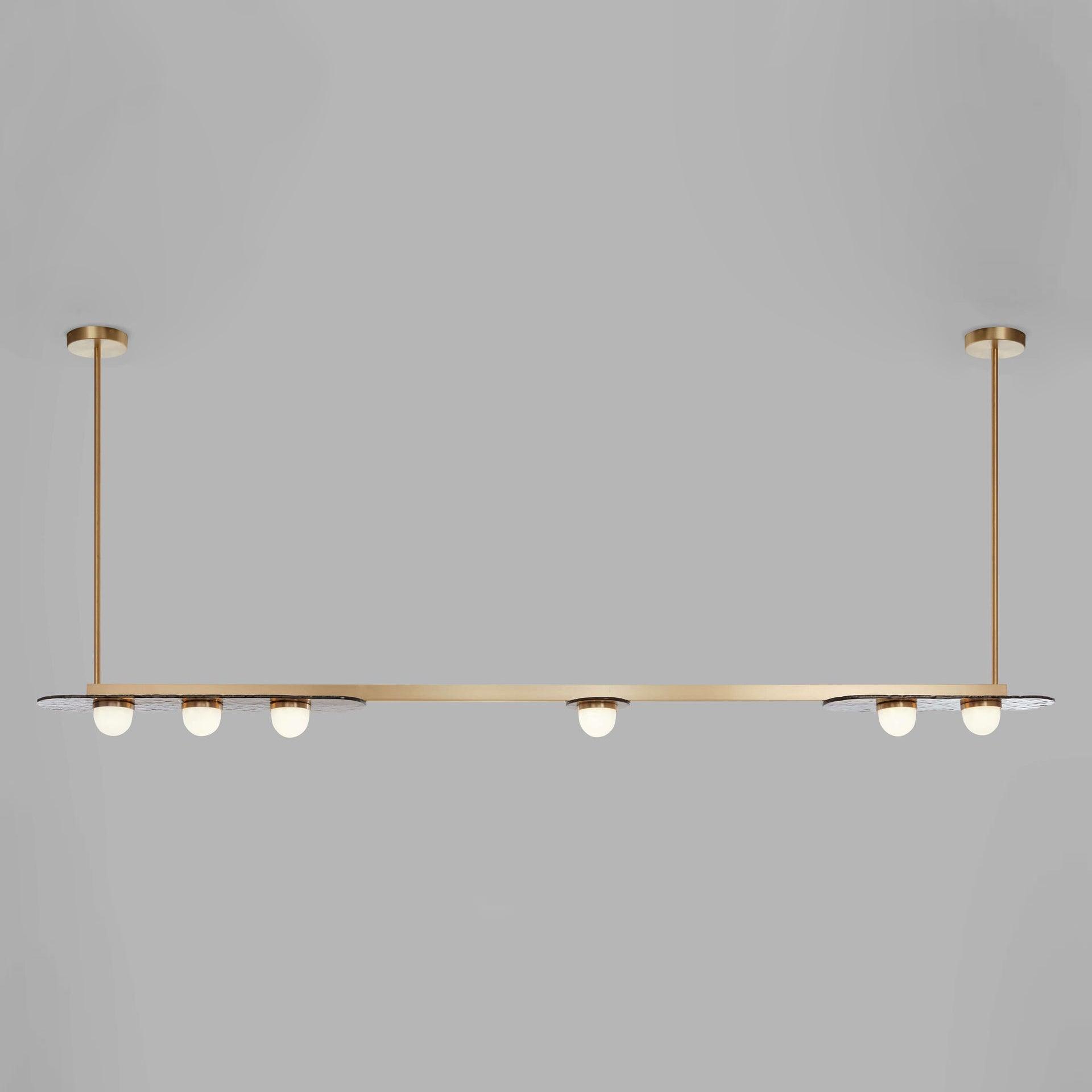 Modulo Modern Linear LED Chandelier Horizontal Geometric Pendant Light Gold Finish