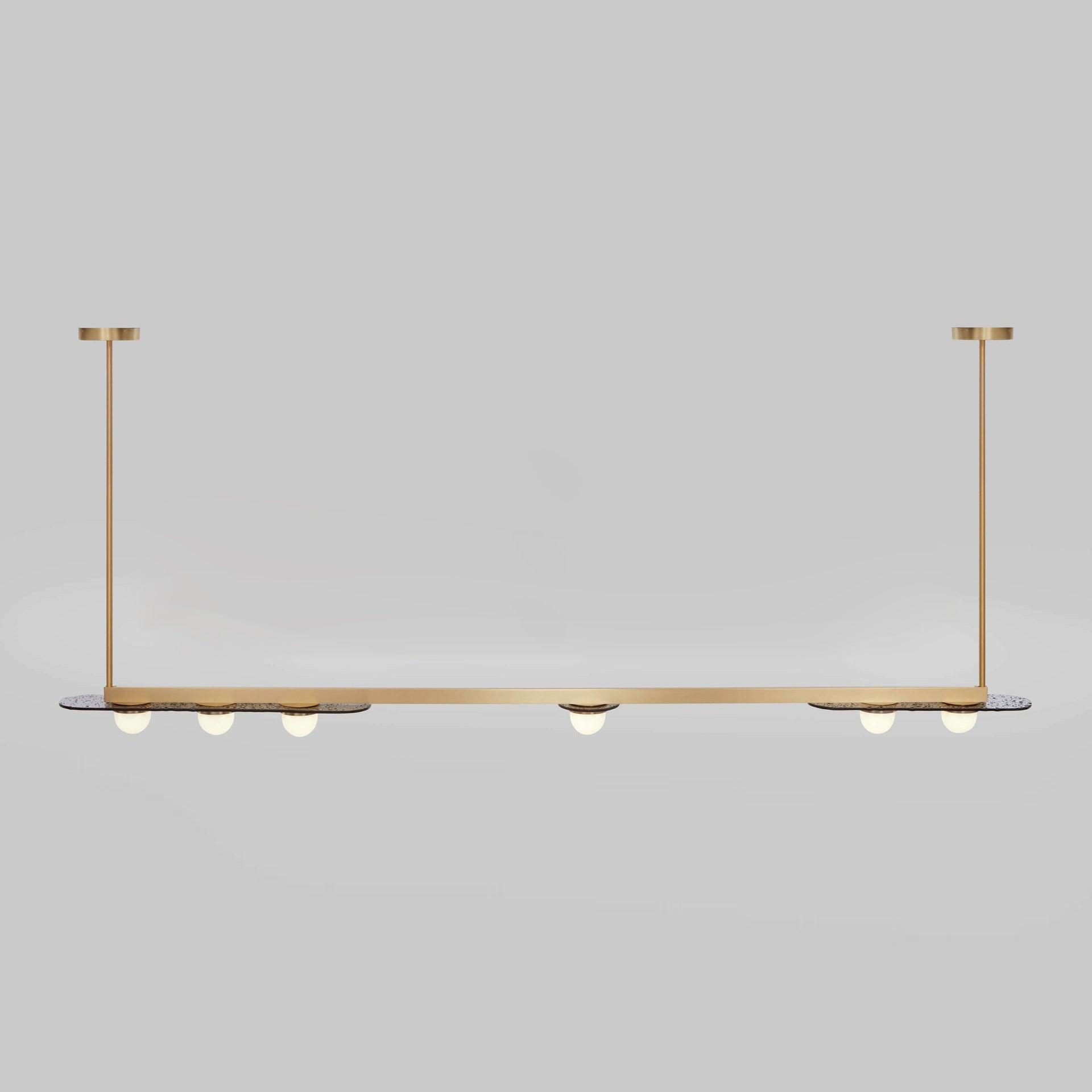 Modulo Modern Linear LED Chandelier Horizontal Geometric Pendant Light Gold Finish