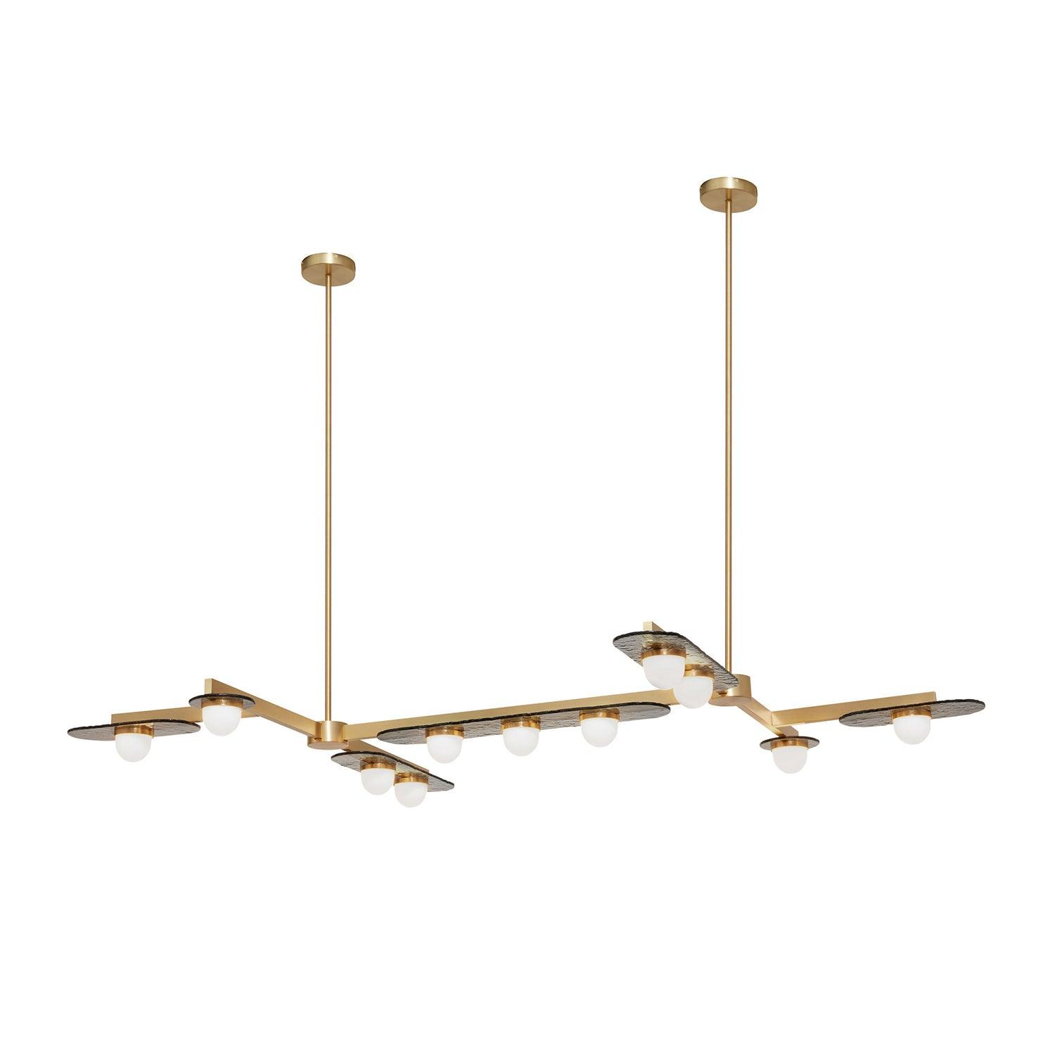 Modulo Modern Linear LED Chandelier Horizontal Geometric Pendant Light Gold Finish