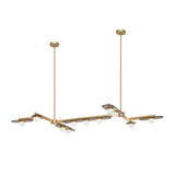 Modulo Modern Linear LED Chandelier Horizontal Geometric Pendant Light Gold Finish