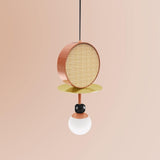 Monaco Modern Abstract Sculptural Pendant Light with Rattan and Glass Spheres