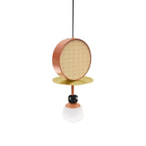 Monaco Modern Abstract Sculptural Pendant Light with Rattan and Glass Spheres