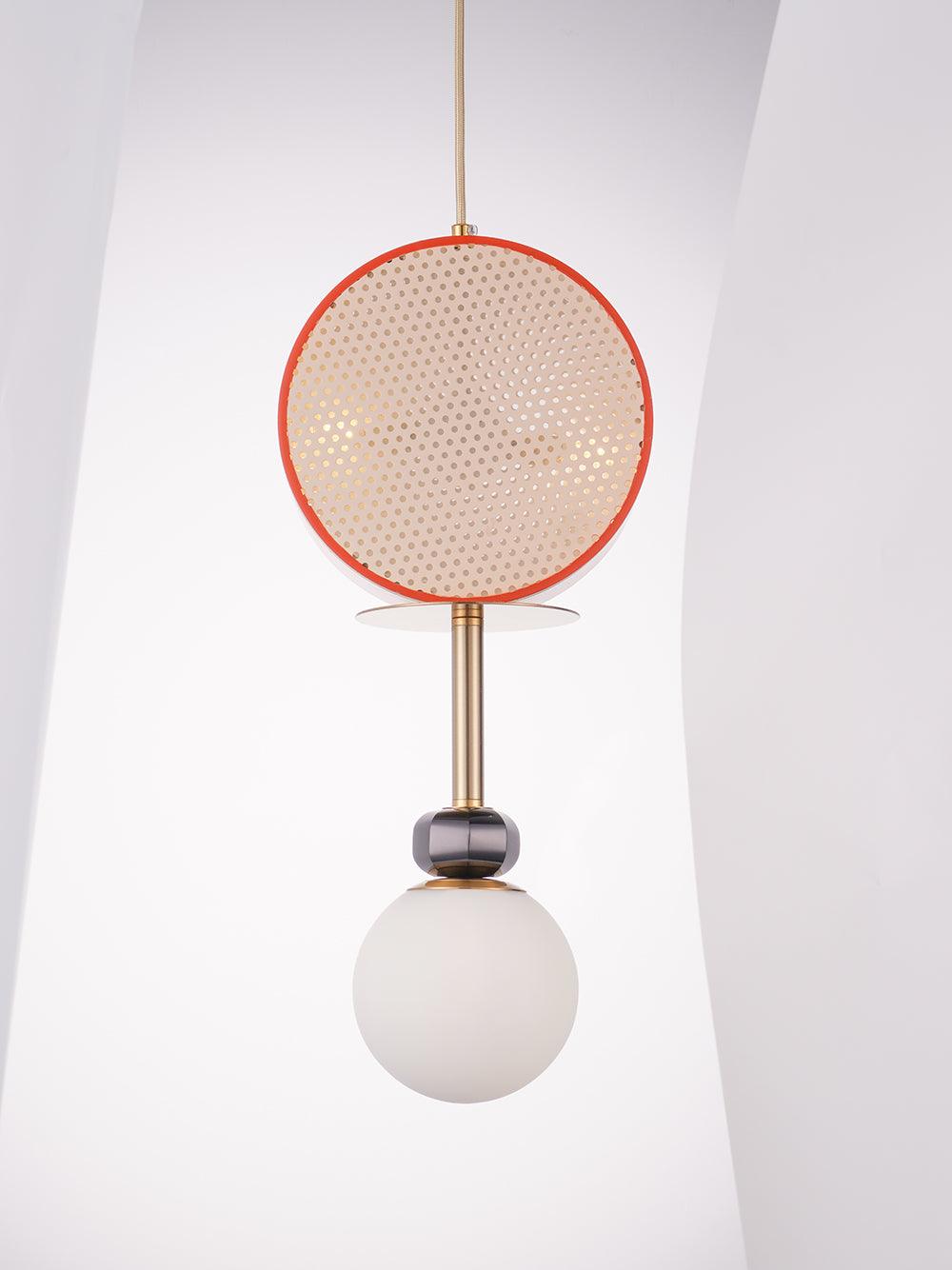 Monaco Modern Abstract Sculptural Pendant Light with Rattan and Glass Spheres