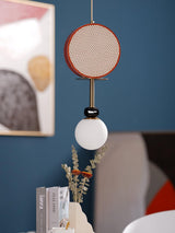 Monaco Modern Abstract Sculptural Pendant Light with Rattan and Glass Spheres