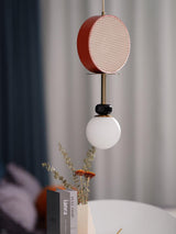 Monaco Modern Abstract Sculptural Pendant Light with Rattan and Glass Spheres