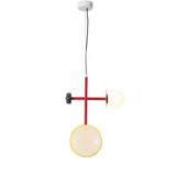 Monaco Modern Abstract Sculptural Pendant Light with Rattan and Glass Spheres