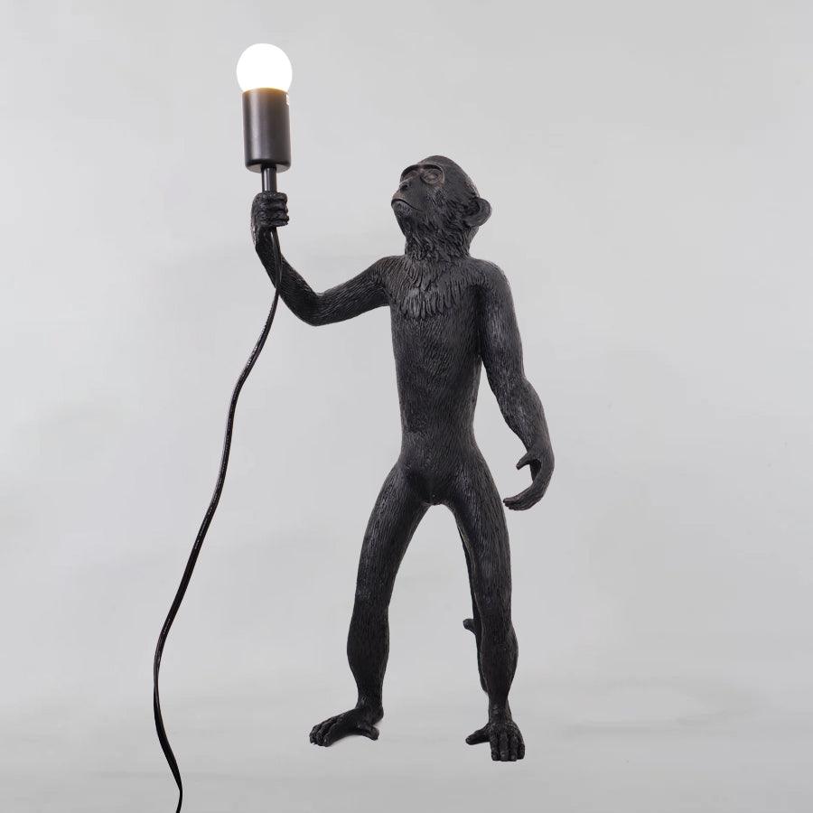 Sitting Monkey Resin Table Lamp Whimsical Animal Sculpture Desk Light for Living Room