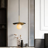 Montera Alabaster Pendant Light with Undulating Biomorphic Shade and Brass Accents