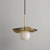 Montera Alabaster Pendant Light with Undulating Biomorphic Shade and Brass Accents