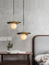 Montera Alabaster Pendant Light with Undulating Biomorphic Shade and Brass Accents