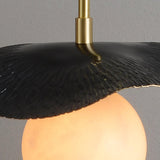 Montera Alabaster Pendant Light with Undulating Biomorphic Shade and Brass Accents