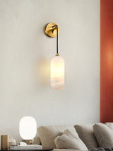 Monty Modern Alabaster Stone Wall Sconce Brass Indoor Light for Foyer and Kitchen