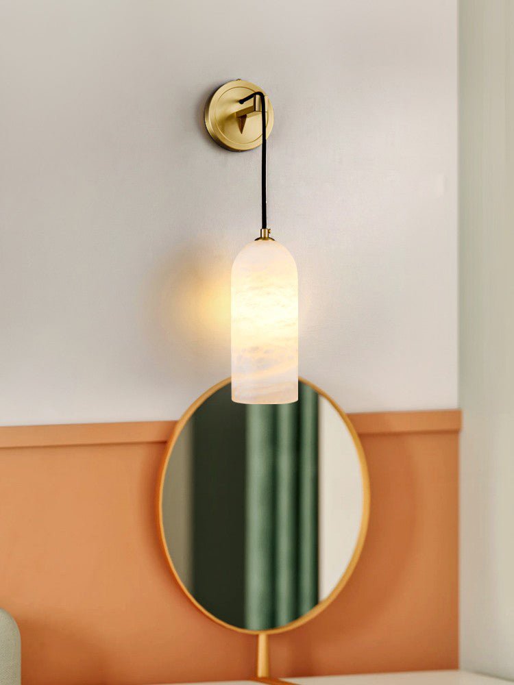 Monty Modern Alabaster Stone Wall Sconce Brass Indoor Light for Foyer and Kitchen