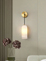 Monty Modern Alabaster Stone Wall Sconce Brass Indoor Light for Foyer and Kitchen