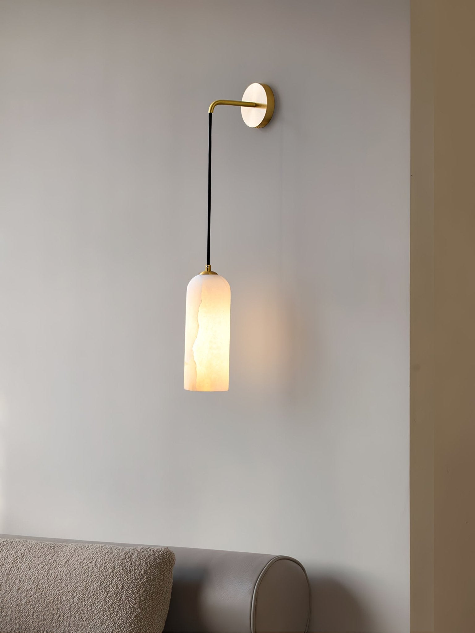 Monty Modern Alabaster Stone Wall Sconce Brass Indoor Light for Foyer and Kitchen