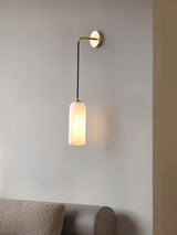 Monty Modern Alabaster Stone Wall Sconce Brass Indoor Light for Foyer and Kitchen