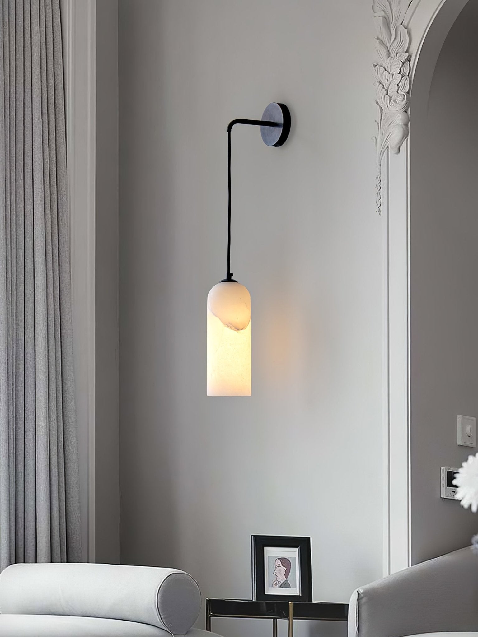Monty Modern Alabaster Stone Wall Sconce Brass Indoor Light for Foyer and Kitchen