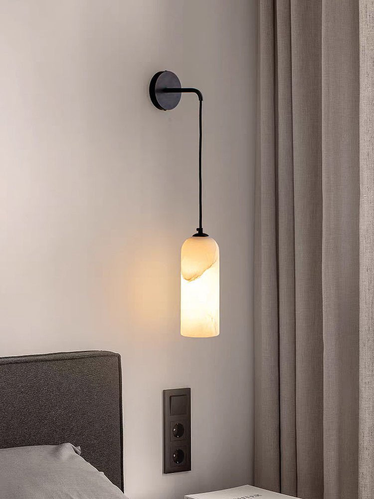 Monty Modern Alabaster Stone Wall Sconce Brass Indoor Light for Foyer and Kitchen
