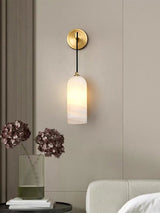 Monty Modern Alabaster Stone Wall Sconce Brass Indoor Light for Foyer and Kitchen