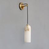 Monty Modern Alabaster Stone Wall Sconce Brass Indoor Light for Foyer and Kitchen