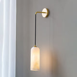 Monty Modern Alabaster Stone Wall Sconce Brass Indoor Light for Foyer and Kitchen