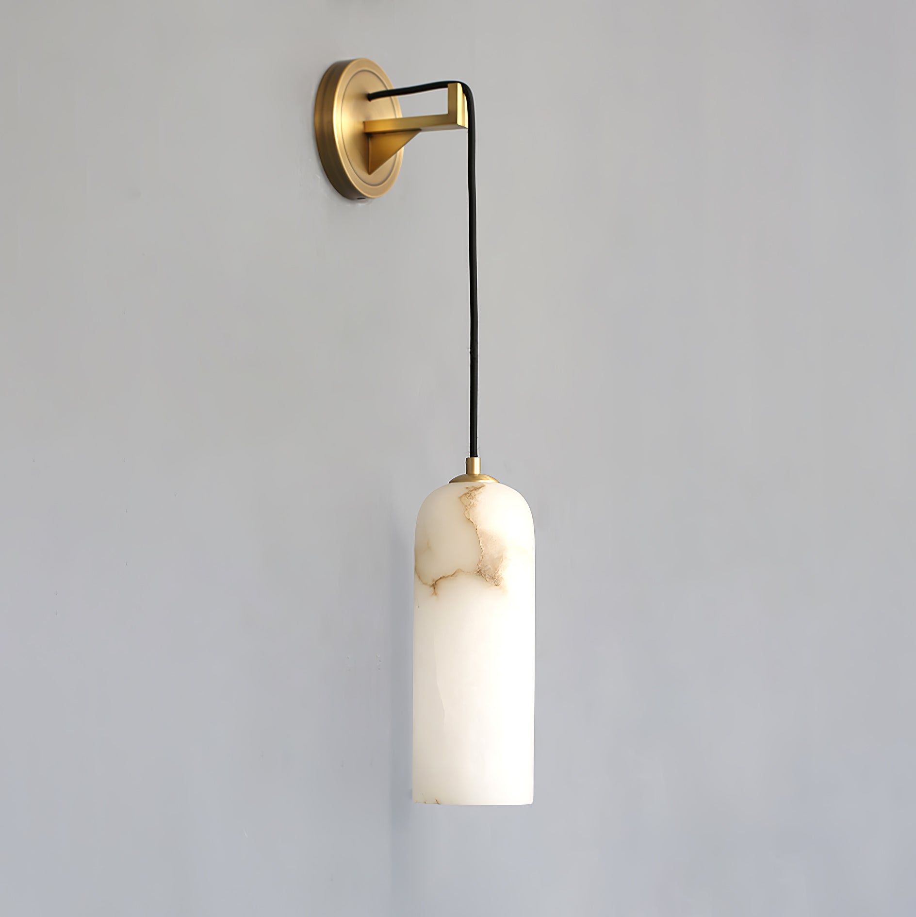 Monty Modern Alabaster Stone Wall Sconce Brass Indoor Light for Foyer and Kitchen