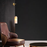 Monty Modern Alabaster Stone Wall Sconce Brass Indoor Light for Foyer and Kitchen