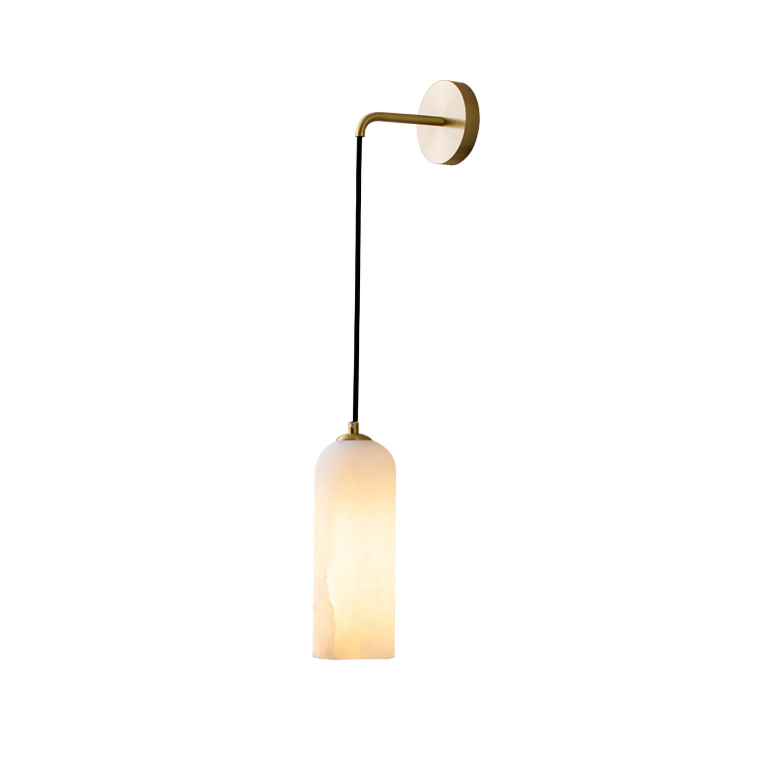 Monty Modern Alabaster Stone Wall Sconce Brass Indoor Light for Foyer and Kitchen
